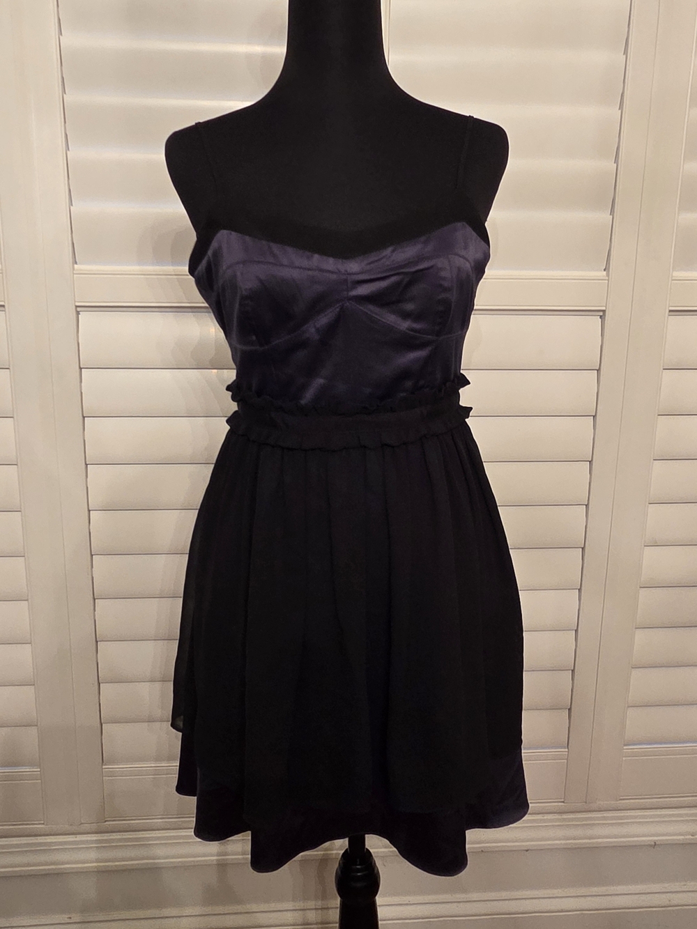 BCBGeneration Women's Black and Dark Purple Spaghetti Strap Dress Size 0
